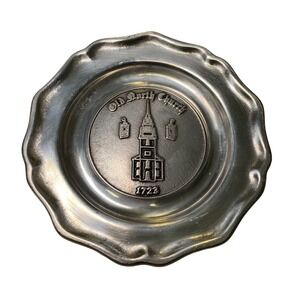Pewtarex Old North Church 1723 Pewter Plate Scalloped York PA Trinket Dish 6in
